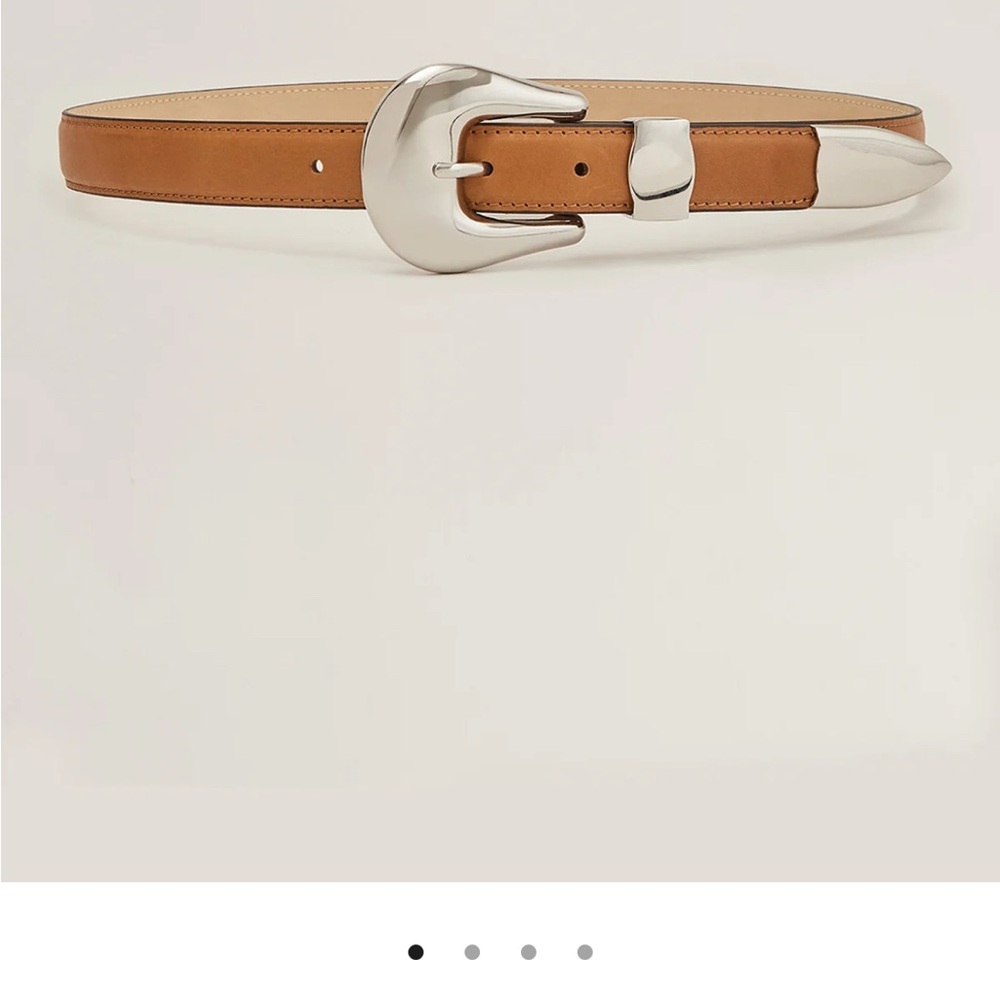 Linea Pelle Tan Leather Belt with Silver Buckle